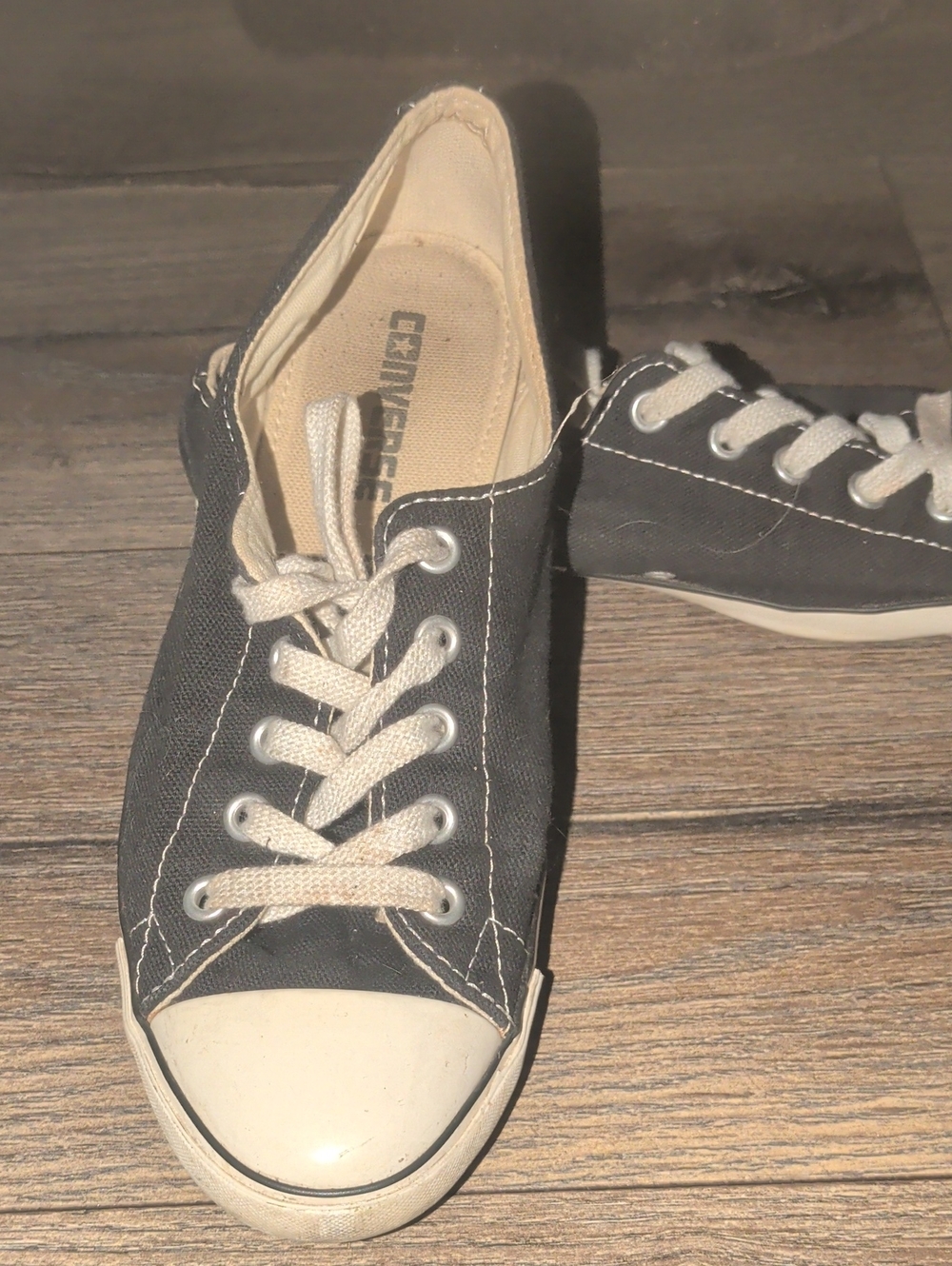 Converse Women’s Low Top Canvas Sneakers - Black with White Accents